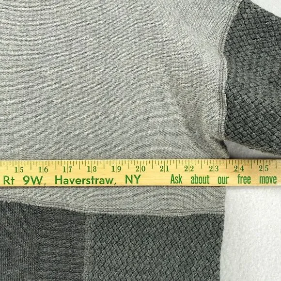 FISHER FOUND Sweater S EILEEN FISHER Patchwork Crafted Jumper Crochet Gray USA - Picture 12 of 13
